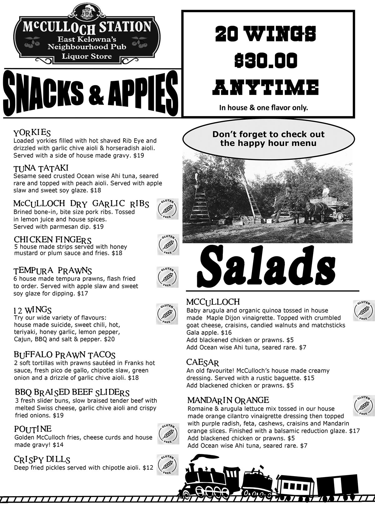 image of pub menu