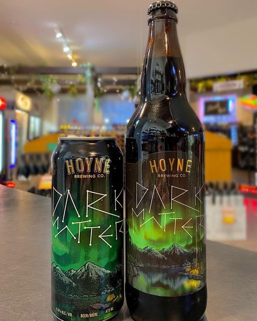 A bottle and a can of Hoyne Brewery's Dark Matter Beer