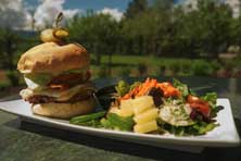 image of our burger taken on the patio 