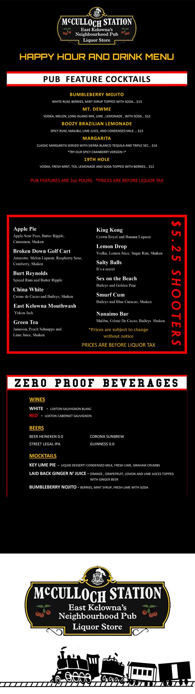 image of pub menu