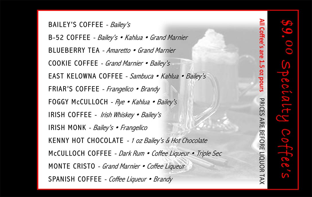 image of pub menu