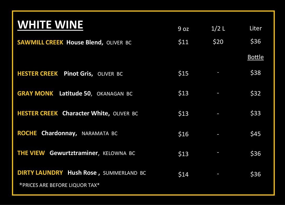 image of pub menu