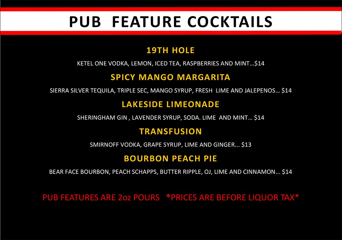 image of pub menu
