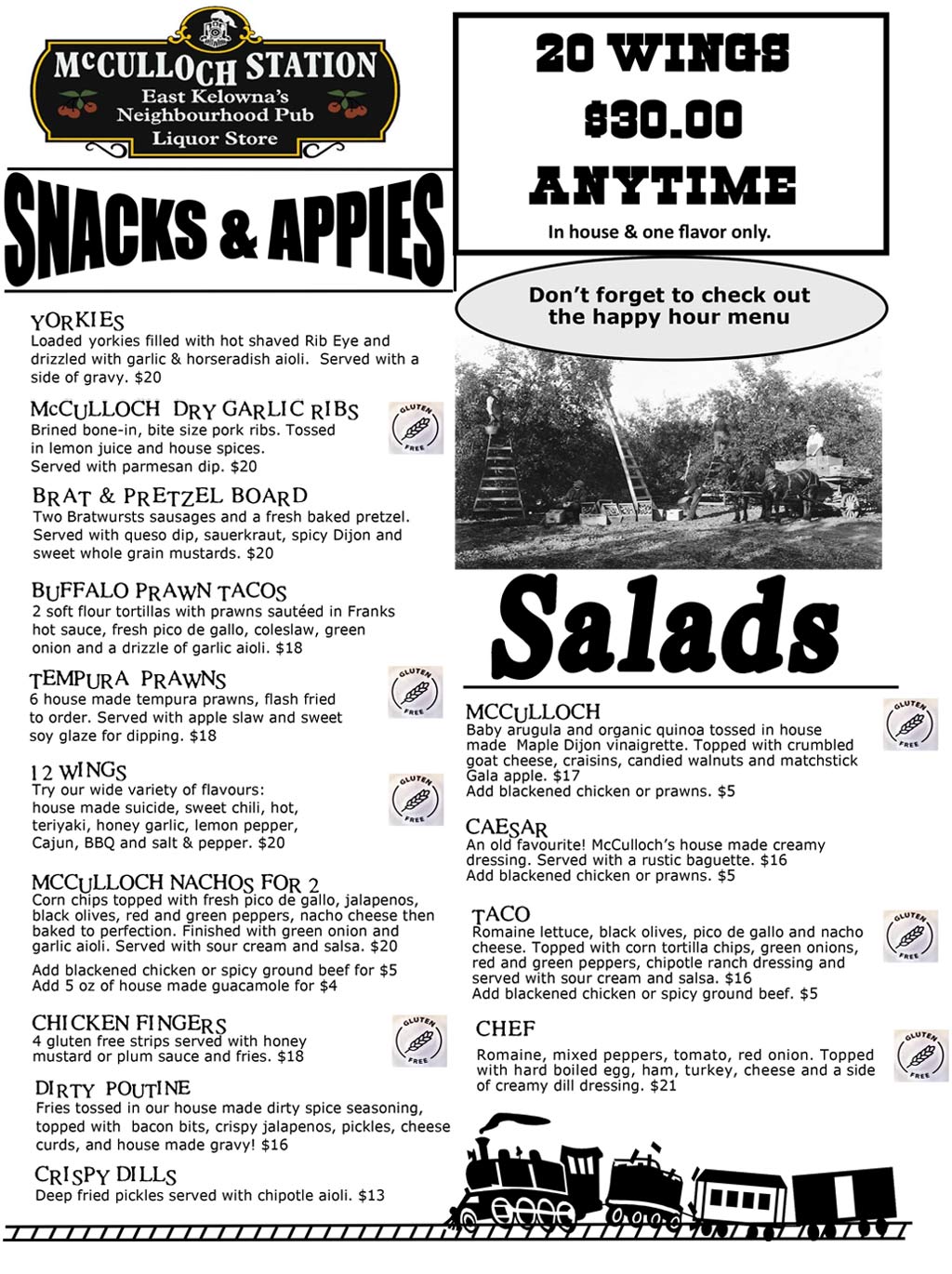image of pub menu